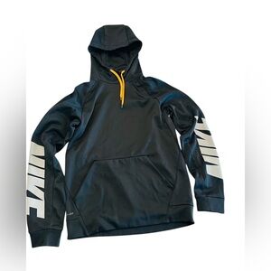 Nike Black Hoodie Sweatshirt with and White Sleeve Logos